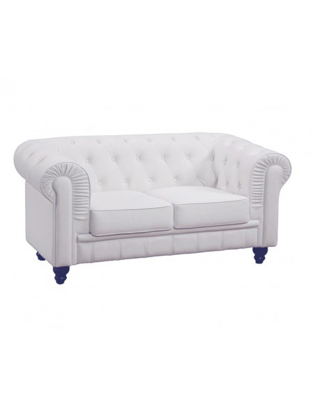 Sofá CHESTER, 2 plazas, similpiel blanca