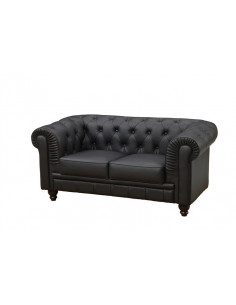 Sofá CHESTER, 2 plazas, similpiel negra