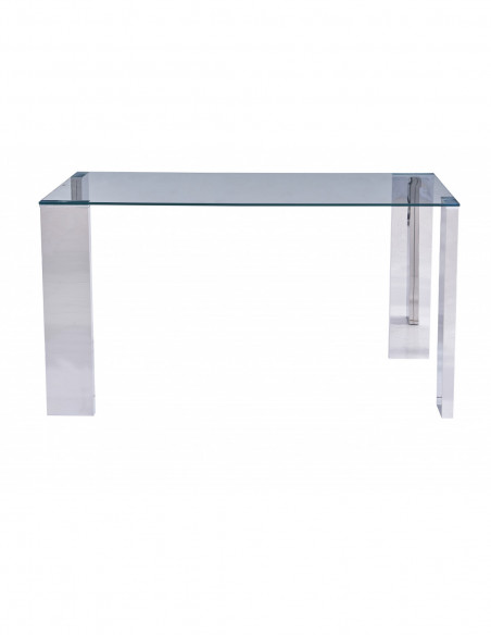 Mesa BETSY, acero inoxidable, cristal templado, 160x90 cms