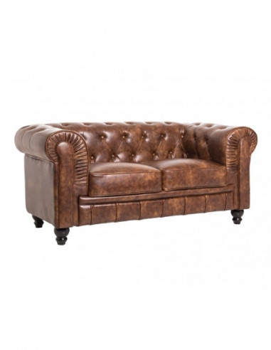 Sofá CHESTER, 2 plazas, similpiel cuero viejo