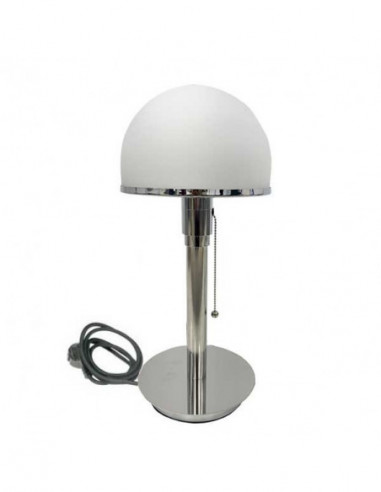 Lámpara BAU, sobremesa, cromada, tulipa blanca