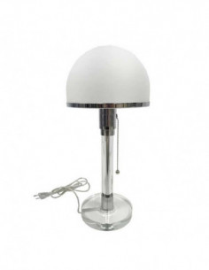 Lámpara BAU, sobremesa, base metacrilato, tulipa blanca