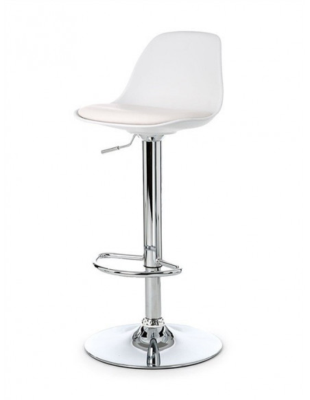Taburete TOW RG, cromado, polipropileno y cojín blanco