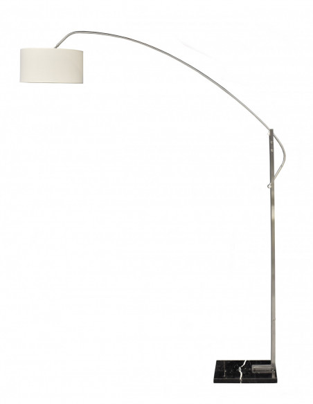 Lámpara OMEGA, pie de salón, cromada, mármol, pantalla blanca