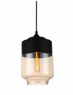 Lámpara LEIRE 3, colgante, cristal negro - cogñac