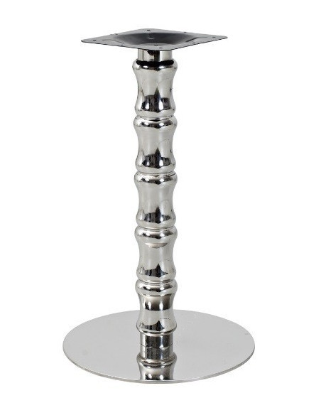 Base de mesa KARNAK, acero inoxidable, acabado espejo, base 45 cms diámetro, altura 72 cms