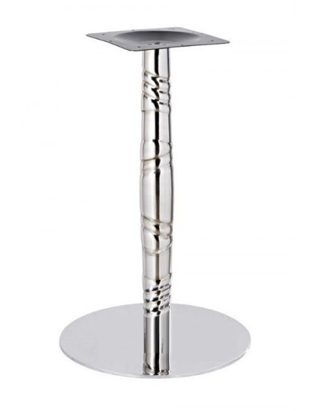 Base de mesa LUXOR, acero inoxidable, acabado espejo, base 45 cms diámetro, altura 72 cms