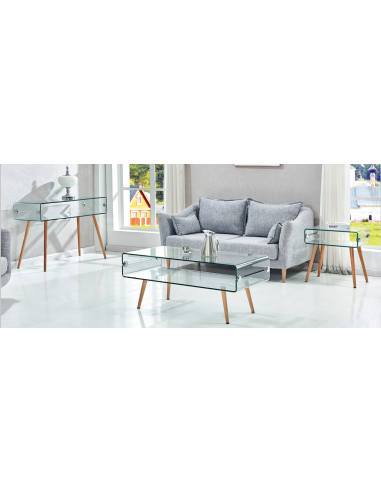 Mesa HOLANDA, madera, cristal, 110x55 cms