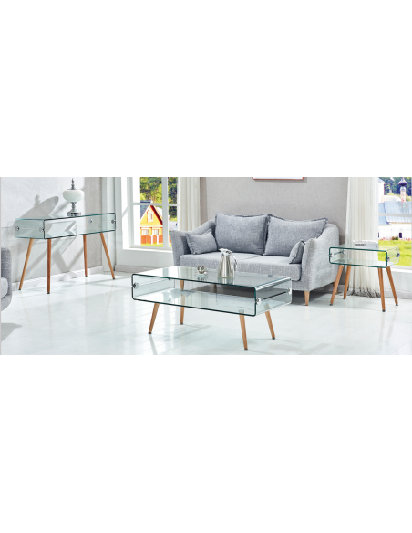 Mesa HOLANDA, madera, cristal, 110x55 cms