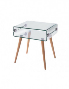 Mesa HOLANDA, madera, cristal, 55x40 cms