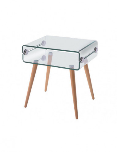 Mesa HOLANDA, madera, cristal, 55x40 cms