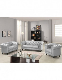 Sofá CHESTER, 2 plazas, similpiel plata