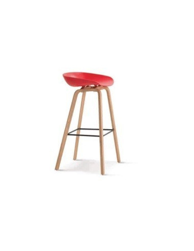 Taburete AWAK, madera, asiento rojo