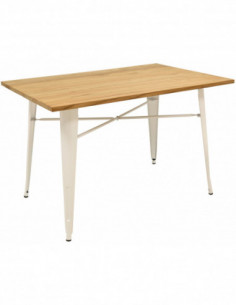 Mesa TOL, acero, blanca, madera, 120x80 cms
