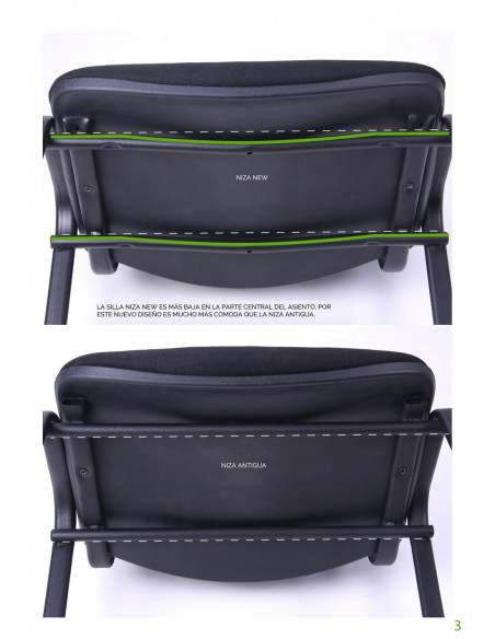 Silla NIZA NEW AM, chasis epoxi negro, tejido A20, color azul*.