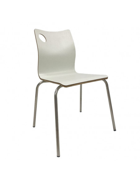 Silla AMELIE, apilable, acero inoxidable, asiento laminado HPL, blanco roto