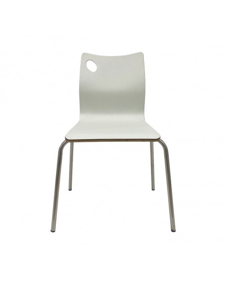 Silla AMELIE, apilable, acero inoxidable, asiento laminado HPL, blanco roto