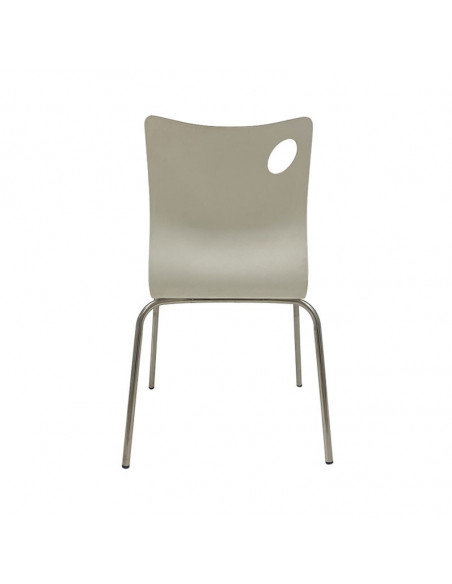 Silla AMELIE, apilable, acero inoxidable, asiento laminado HPL, blanco roto