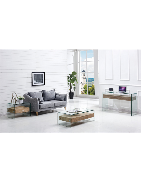 Mesa MARILYN, baja, madera, cristal, 110x55 cms