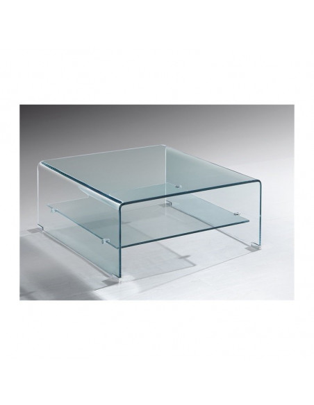 Mesa DREW, baja, cristal curvado, 60x60 cms