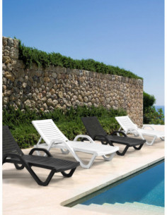 Tumbona MISSY, 5 posiciones, apilable, polipropileno blanco 2