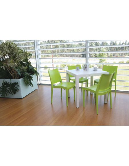 Mesa DITA, polipropileno blanco, 80 x 80 cms