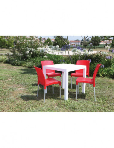 Mesa DITA, polipropileno blanco, 80 x 80 cms