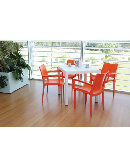 Mesa DITA, polipropileno blanco, 80 x 80 cms