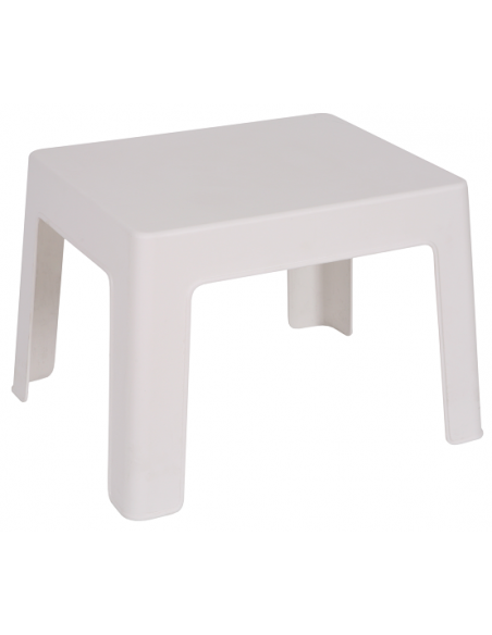 Mesa CARY, baja, apilable, polipropileno blanco.
