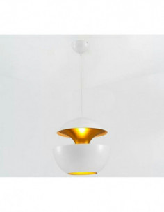 Lámpara URSULA, colgante, metal, blanco-dorado