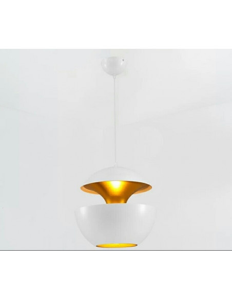 Lámpara URSULA, colgante, metal, blanco-dorado