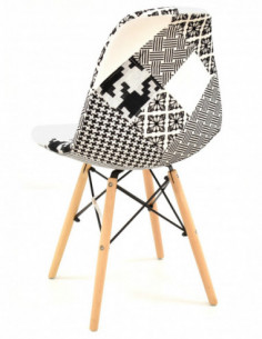 Silla STAR, madera, tejido patchwork combi bgn 2