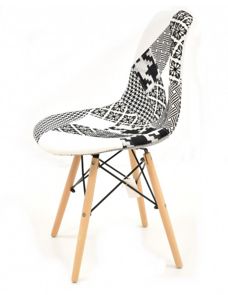 Silla STAR, madera, tejido patchwork combi bgn