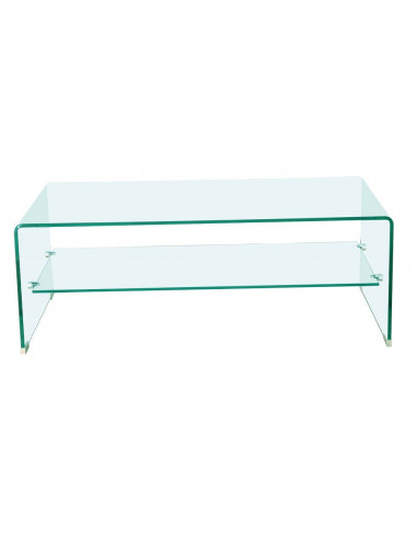 Mesa CHALLENGER, baja, cristal curvado, 110x55 cms