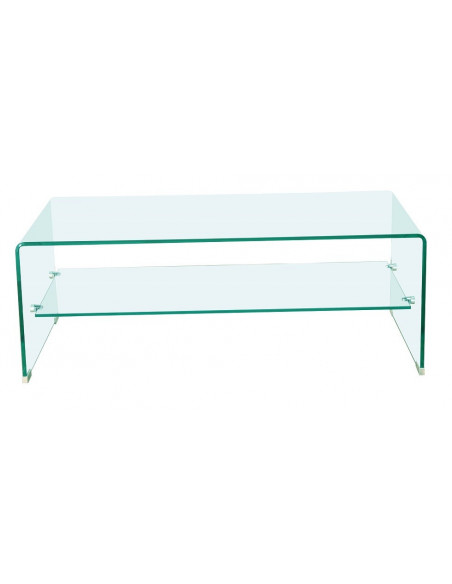 Mesa CHALLENGER, baja, cristal curvado, 110x55 cms