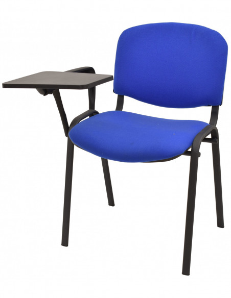 Silla NIZA NEW AM, brazo pala a derecha, chasis negro, tapizado azul