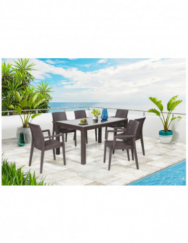 Sillón GLADY, apilable, polipropileno marrón...