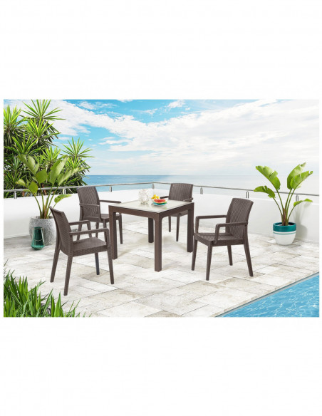 Sillón GLADY, apilable, polipropileno marrón chocolate