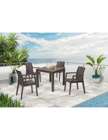 Sillón GLADY, apilable, polipropileno marrón...