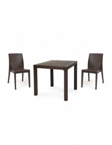 Mesa TROPICAL, ratán, polipropileno marrón...