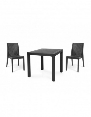 Mesa TROPICAL, ratán, polipropileno antracita,...