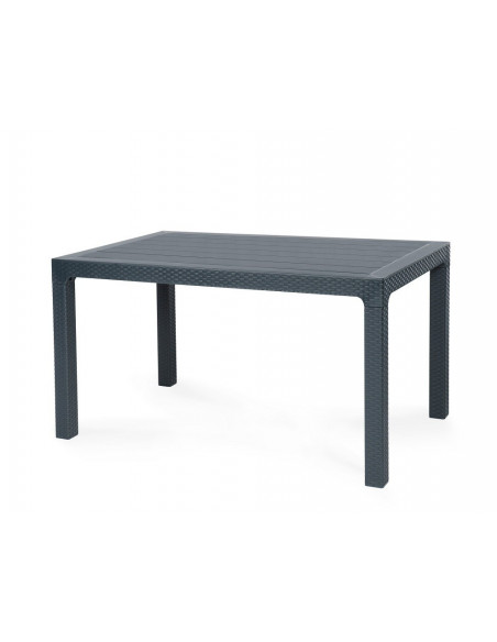 Mesa TROPICAL, ratán, polipropileno antracita, 140 x 80 cms