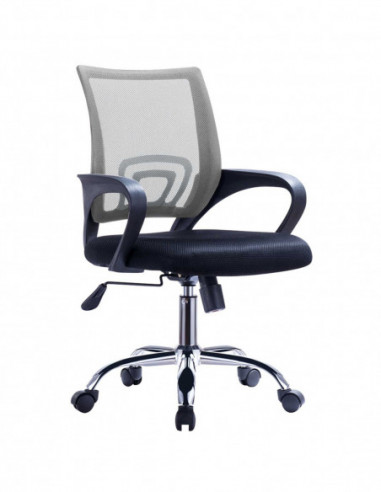 Sillón de oficina FISS NEW (M), negro, basculante, malla gris, tejido negro