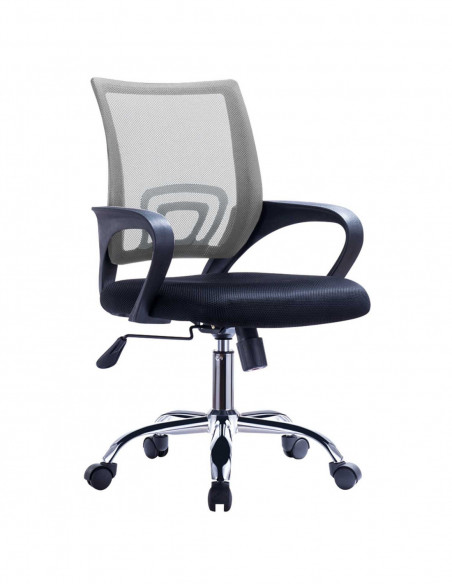 Sillón de oficina FISS NEW (M), negro, basculante, malla gris, tejido negro