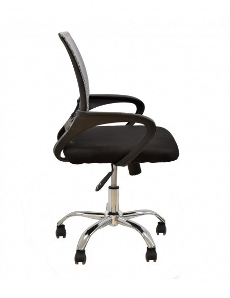 Sillón de oficina FISS NEW (M), negro, basculante, malla gris, tejido negro