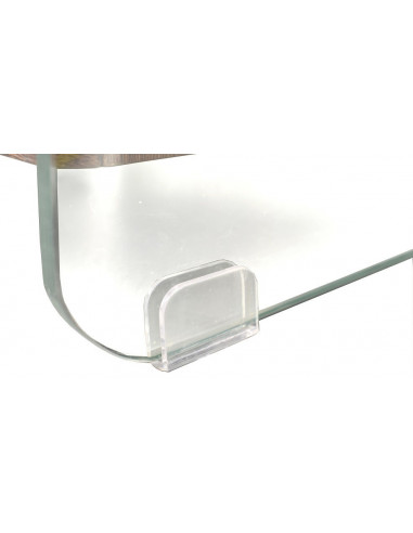 Mesa SEBAS, baja, cristal curvado, dos cajones,...