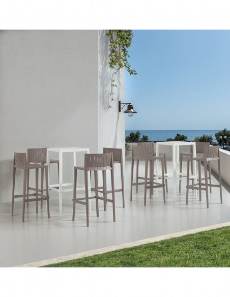 Taburete CHOPIN 99, apilable, polipropileno blanco