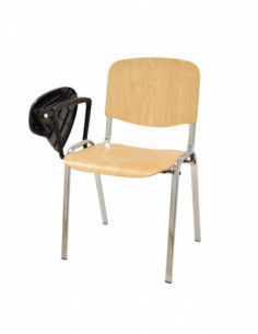 Silla NIZA NEW, chasis cromado, pala escritura, madera... 2