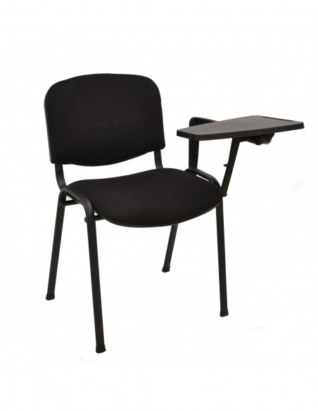 Silla NIZA NEW AM, brazo pala a izquierda, chasis negro, tapizado negro