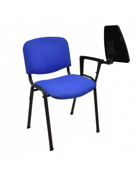 Silla NIZA NEW AM, brazo pala a izquierda, chasis negro, tapizado azul